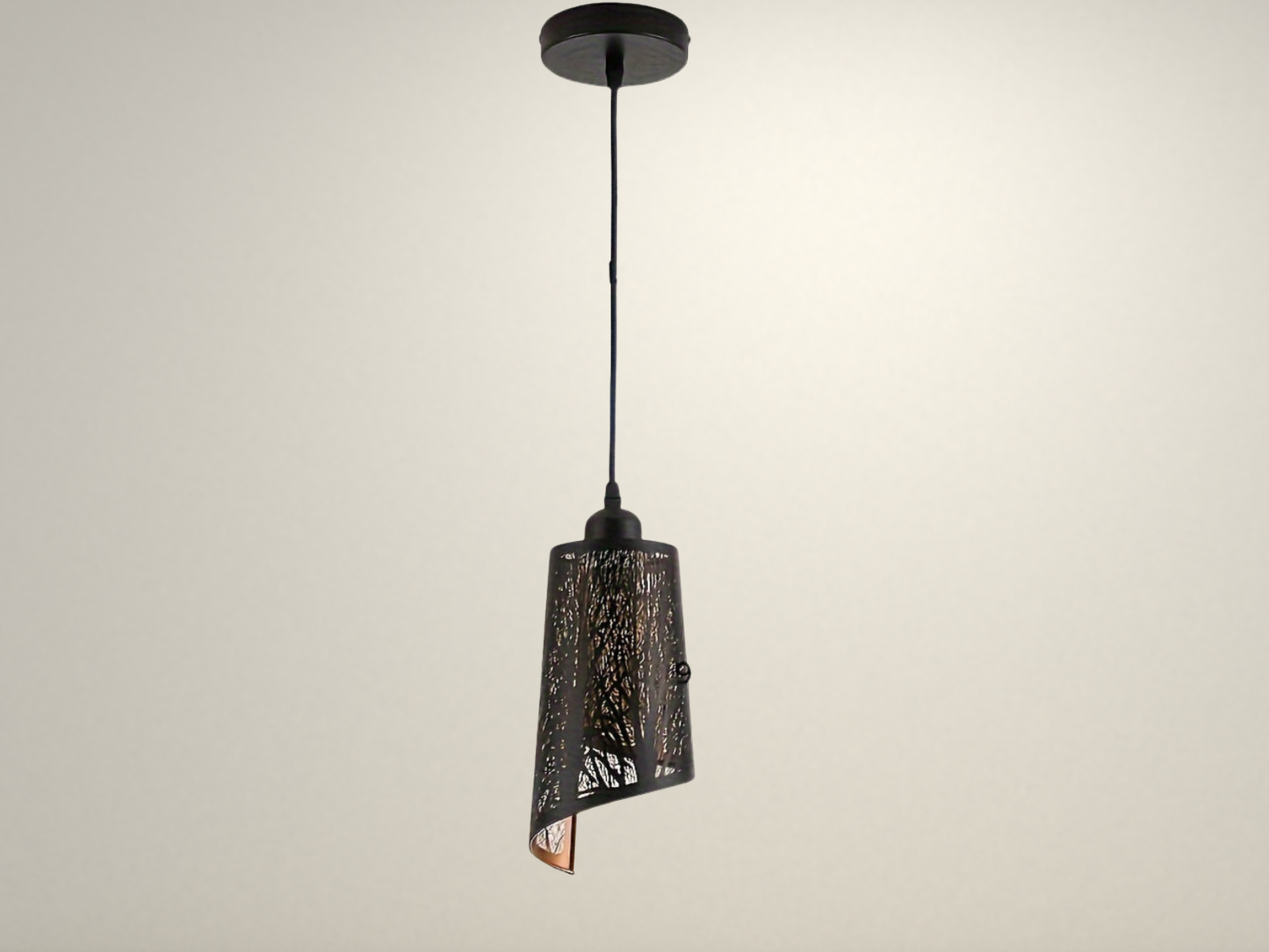 Radientia 3pcs Vintage-Inspired Industrial Black Pendant Lights with Golden Accents