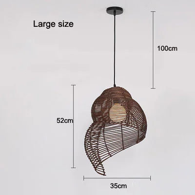 Radientia Handmade Bamboo Conch Pendant Light – Retro Rustic Design