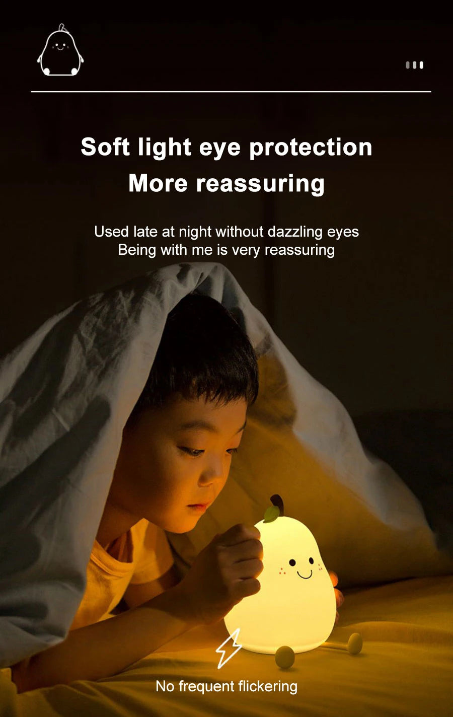 Radientia USB Rechargeable Pear Silicone Night Light – Touch Sensor & Remote