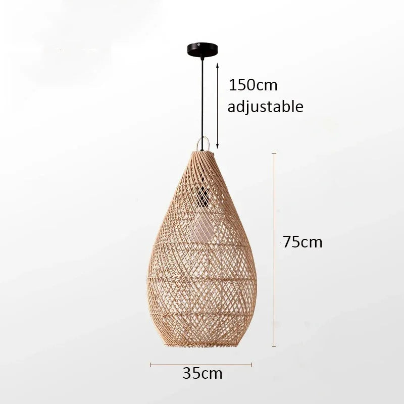 Radientia Vintage Rattan Pendant Light – Hand-Woven Bamboo Design