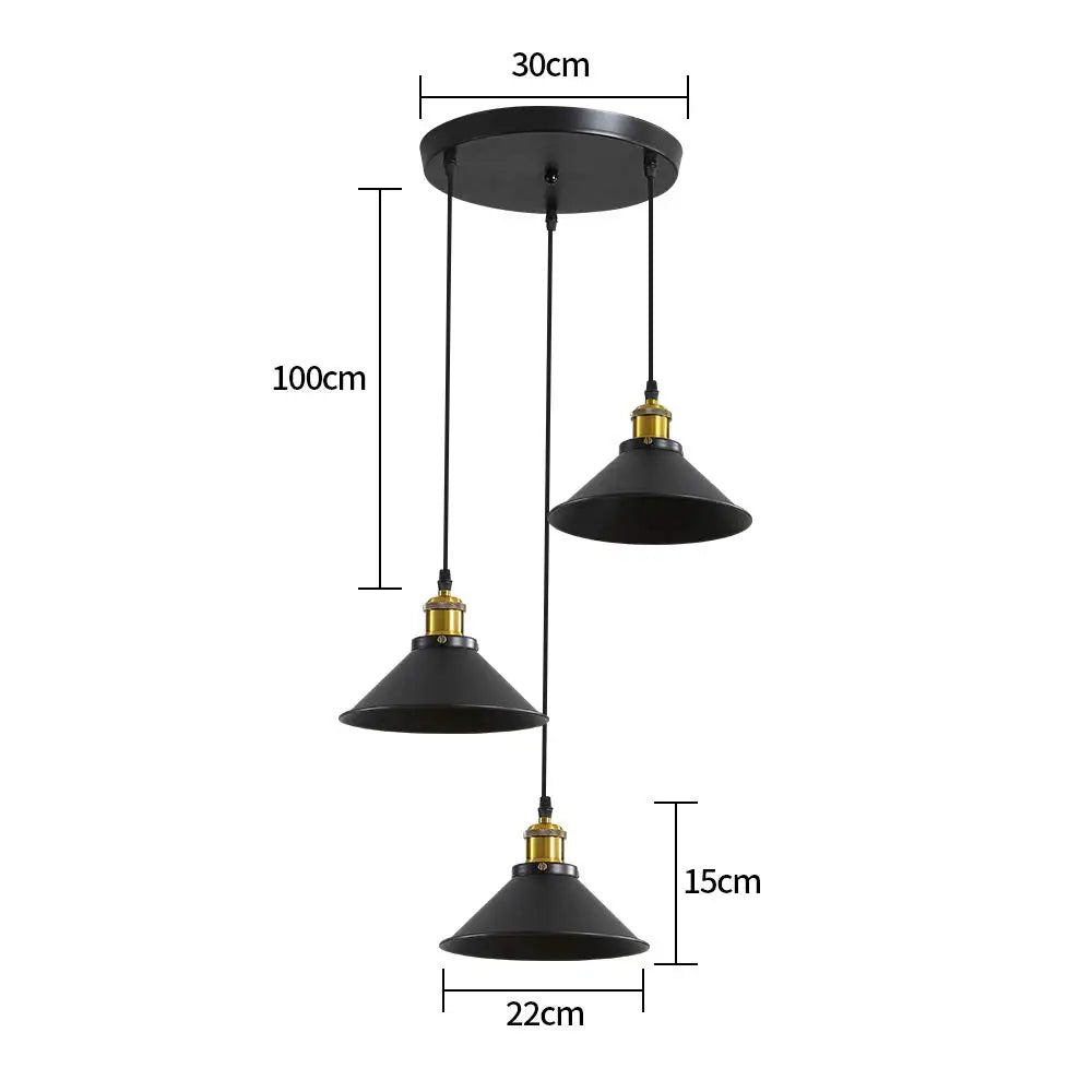 Radientia Vintage Industrial 3-Light Pendant Chandelier – Edison Style