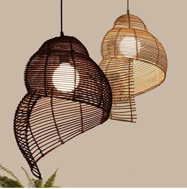 Radientia Handmade Bamboo Conch Pendant Light – Retro Rustic Design