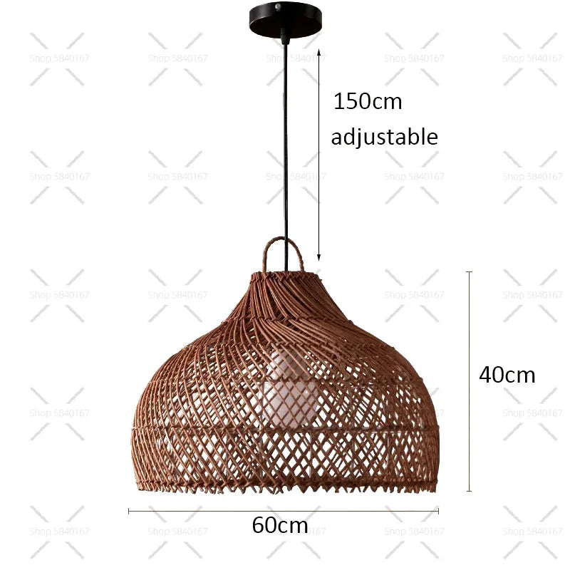 Radientia Vintage Rattan Pendant Light – Hand-Woven Bamboo Design