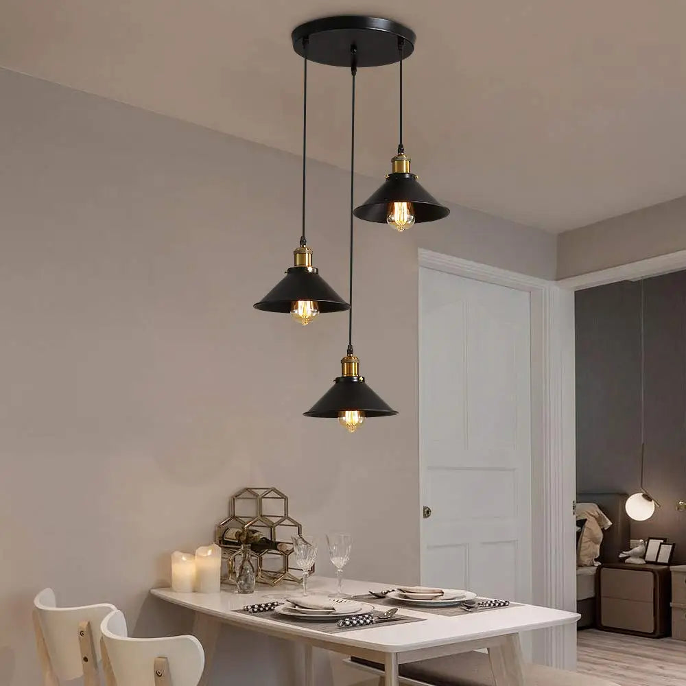 Radientia Vintage Industrial 3-Light Pendant Chandelier – Edison Style