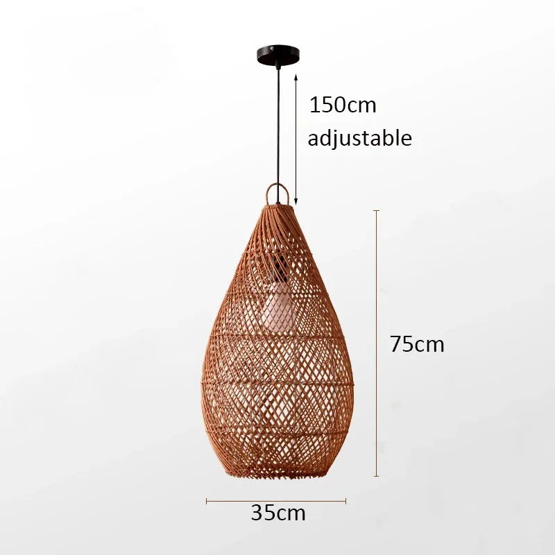 Radientia Vintage Rattan Pendant Light – Hand-Woven Bamboo Design