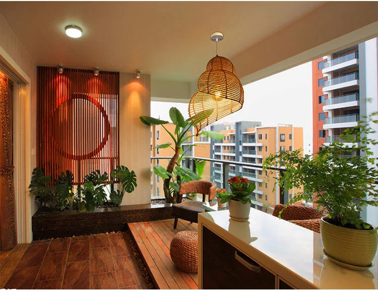 Radientia Handmade Bamboo Conch Pendant Light – Retro Rustic Design