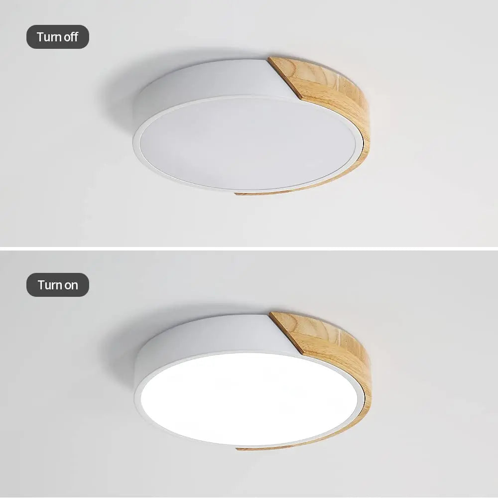 Radientia Round Wooden LED Ceiling Light – 24W, Ø30cm, Cool White