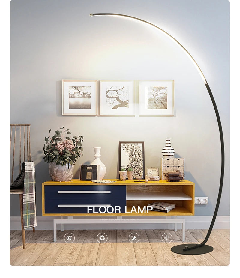 Radientia Nordic LED Art Floor Lamp – Dimmable with Remote & RGB Options