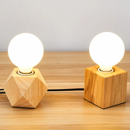 Radientia Mini Solid Wood Polyhedron Table Lamp – EU Plug