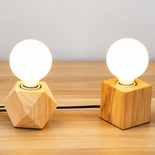 Radientia Mini Solid Wood Polyhedron Table Lamp – EU Plug