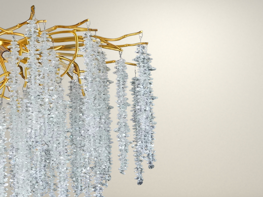 Modern Luxury Crystal Chandelier – Gold LED Ceiling Light for Living Room, Dining Room