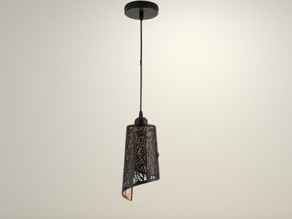 Radientia 3pcs Vintage-Inspired Industrial Black Pendant Lights with Golden Accents