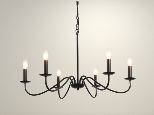 Radientia 6-Light Black Vintage Chandelier – Adjustable Ceiling Light