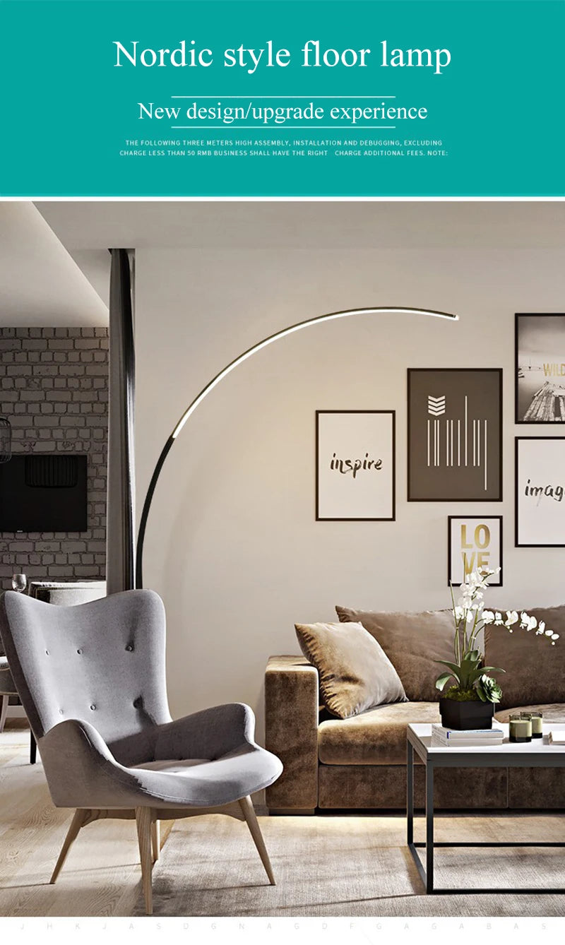 Radientia Nordic LED Art Floor Lamp – Dimmable with Remote & RGB Options