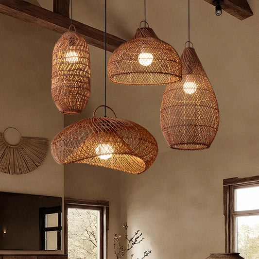 Radientia Vintage Rattan Pendant Light – Hand-Woven Bamboo Design