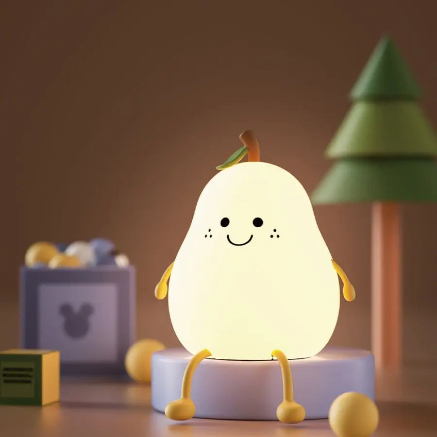 Radientia USB Rechargeable Pear Silicone Night Light – Touch Sensor & Remote