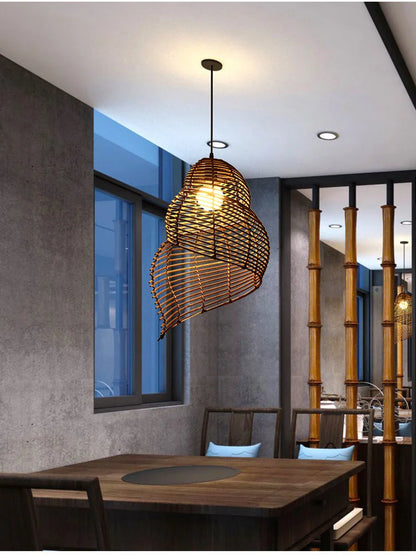 Radientia Handmade Bamboo Conch Pendant Light – Retro Rustic Design
