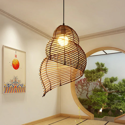 Radientia Handmade Bamboo Conch Pendant Light – Retro Rustic Design