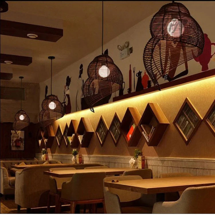 Radientia Handmade Bamboo Conch Pendant Light – Retro Rustic Design