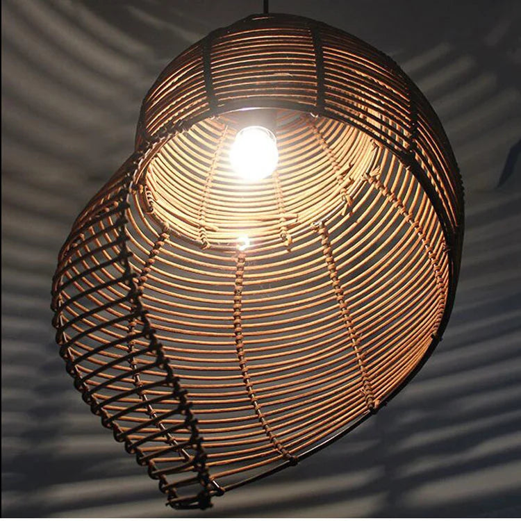 Radientia Handmade Bamboo Conch Pendant Light – Retro Rustic Design