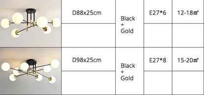 Radientia Modern Black & Gold Bubble Ball Ceiling Lamp