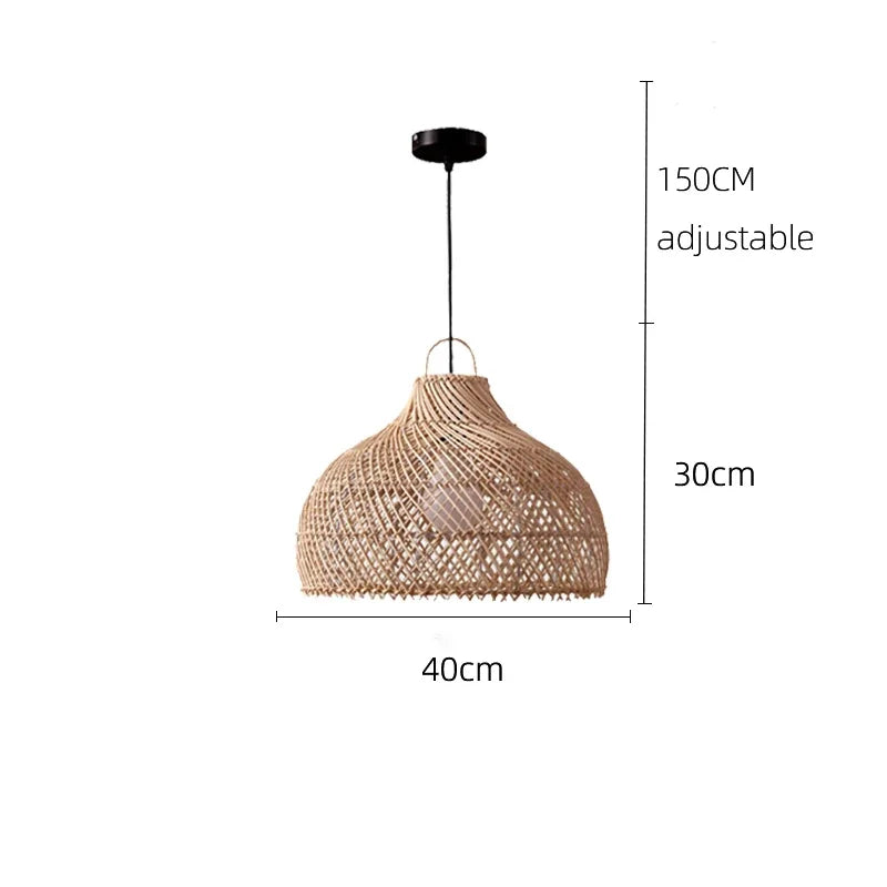 Radientia Vintage Rattan Pendant Light – Hand-Woven Bamboo Design