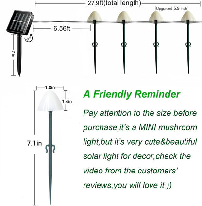 Radientia Solar Mushroom Garden Lights – Waterproof LED Outdoor Décor 10 LEDs