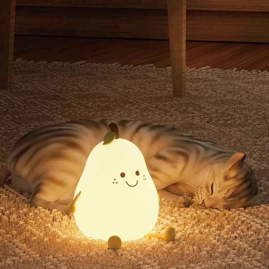Radientia USB Rechargeable Pear Silicone Night Light – Touch Sensor & Remote