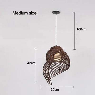 Radientia Handmade Bamboo Conch Pendant Light – Retro Rustic Design
