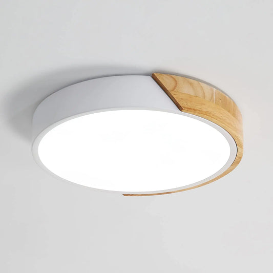Radientia Round Wooden LED Ceiling Light – 24W, Ø30cm, Cool White