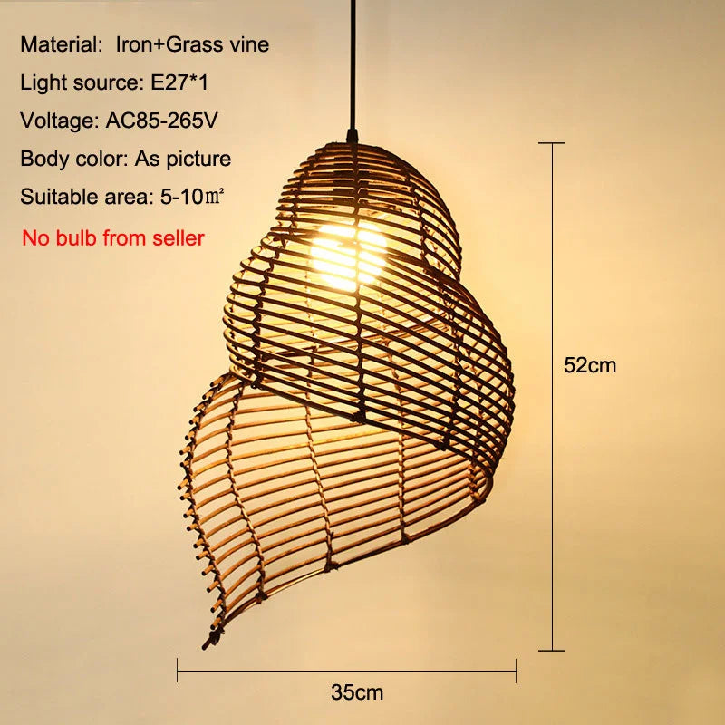 Radientia Handmade Bamboo Conch Pendant Light – Retro Rustic Design