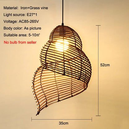 Radientia Handmade Bamboo Conch Pendant Light – Retro Rustic Design
