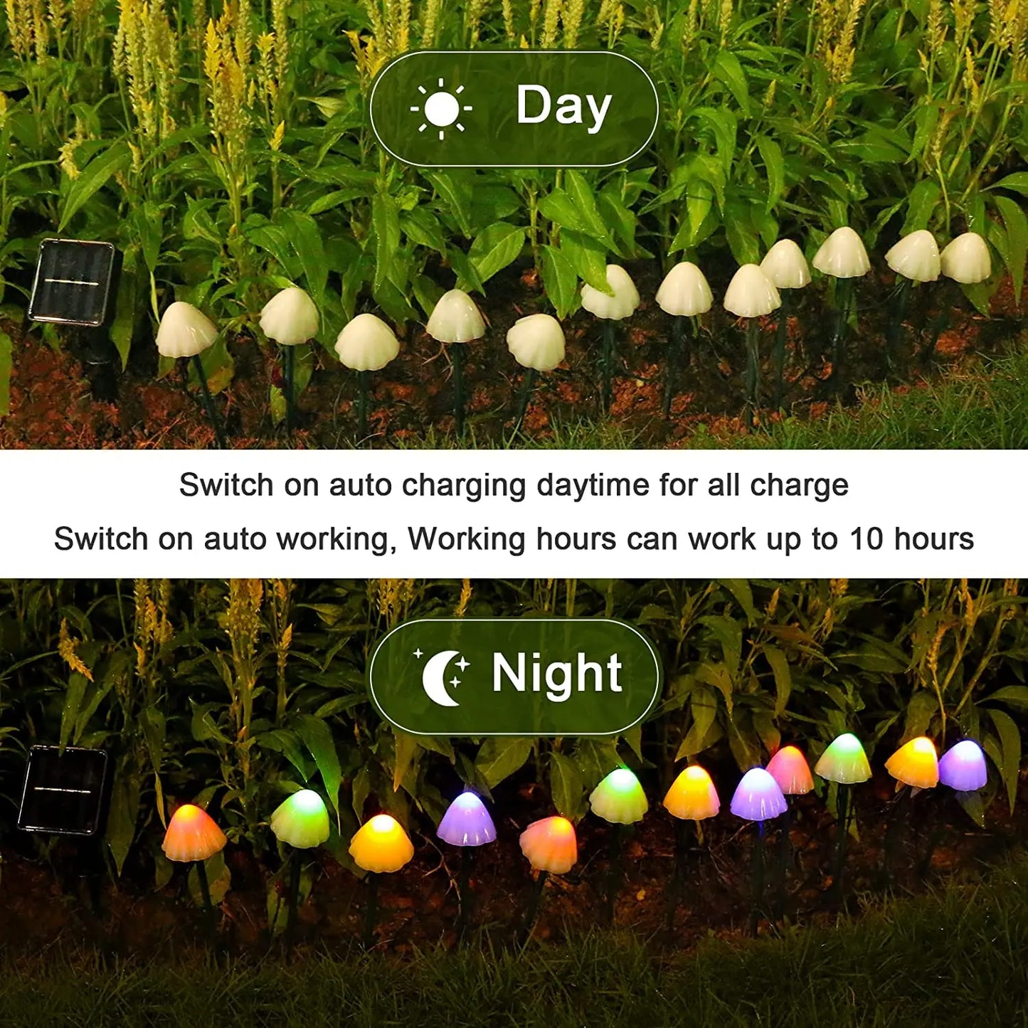 Radientia Solar Mushroom Garden Lights – Waterproof LED Outdoor Décor 10 LEDs