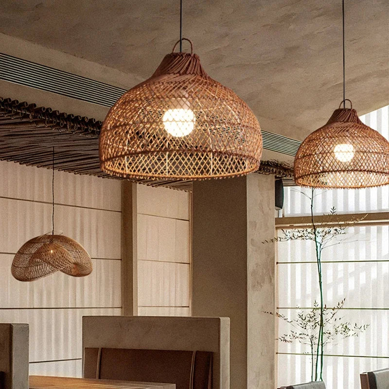 Radientia Vintage Rattan Pendant Light – Hand-Woven Bamboo Design