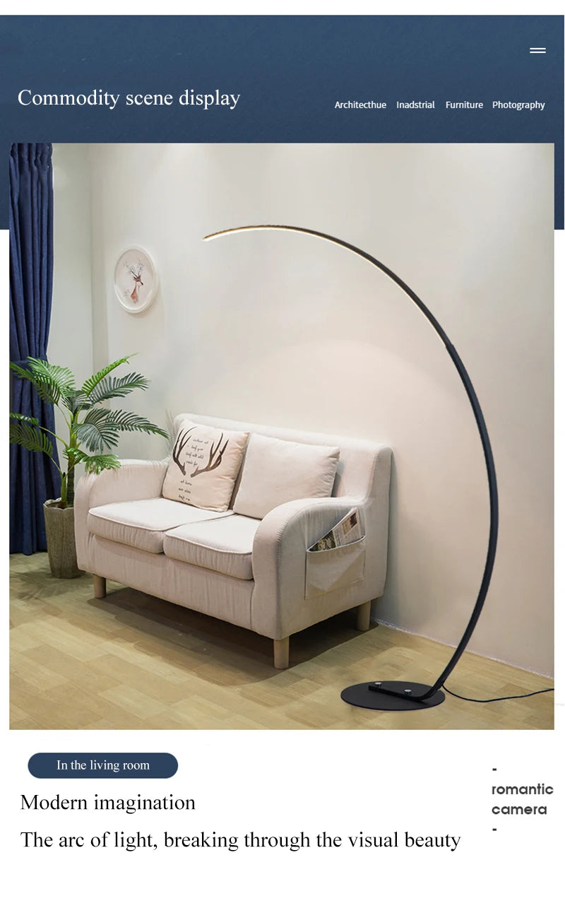 Radientia Nordic LED Art Floor Lamp – Dimmable with Remote & RGB Options