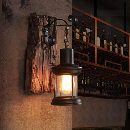 Radientia Rustic Industrial Wood Wall Sconce – Vintage Metal Art