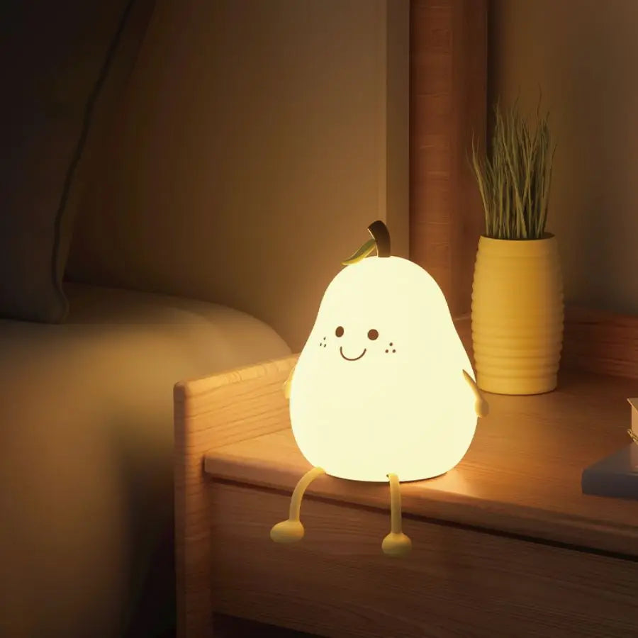 Radientia USB Rechargeable Pear Silicone Night Light – Touch Sensor & Remote