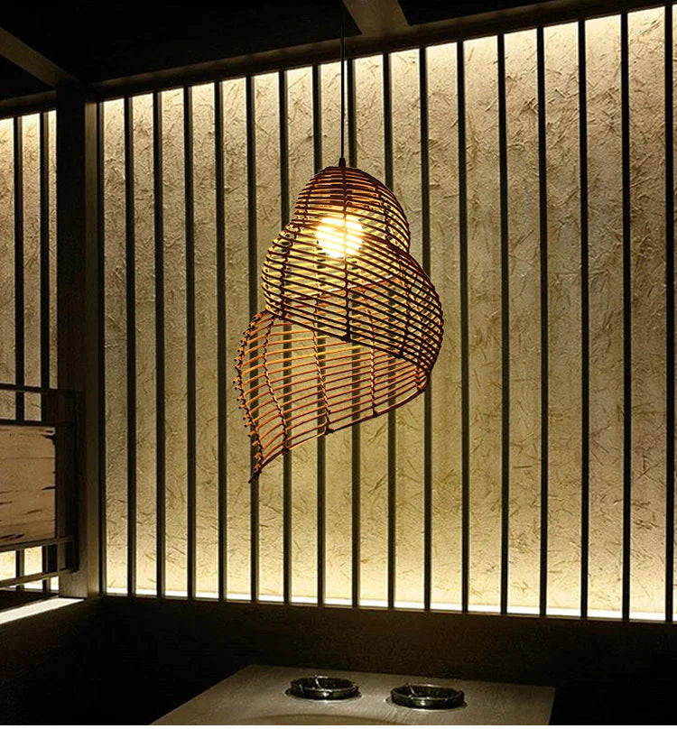 Radientia Handmade Bamboo Conch Pendant Light – Retro Rustic Design