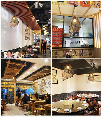 Radientia Handmade Bamboo Conch Pendant Light – Retro Rustic Design