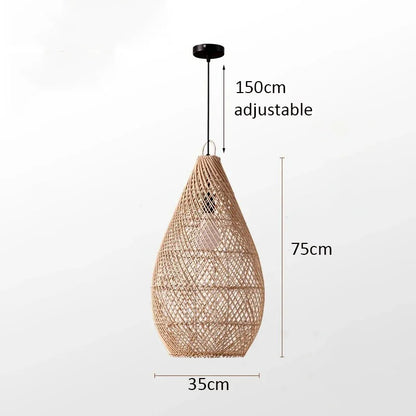 Radientia Vintage Rattan Pendant Light – Hand-Woven Bamboo Design