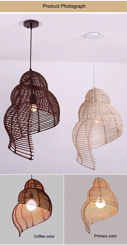 Radientia Handmade Bamboo Conch Pendant Light – Retro Rustic Design