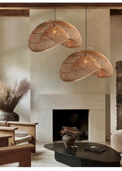 Radientia Vintage Rattan Pendant Light – Hand-Woven Bamboo Design