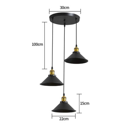 Radientia Vintage Industrial 3-Light Pendant Chandelier – Edison Style