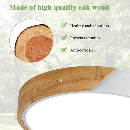 Radientia Round Wooden LED Ceiling Light – 24W, Ø30cm, Cool White