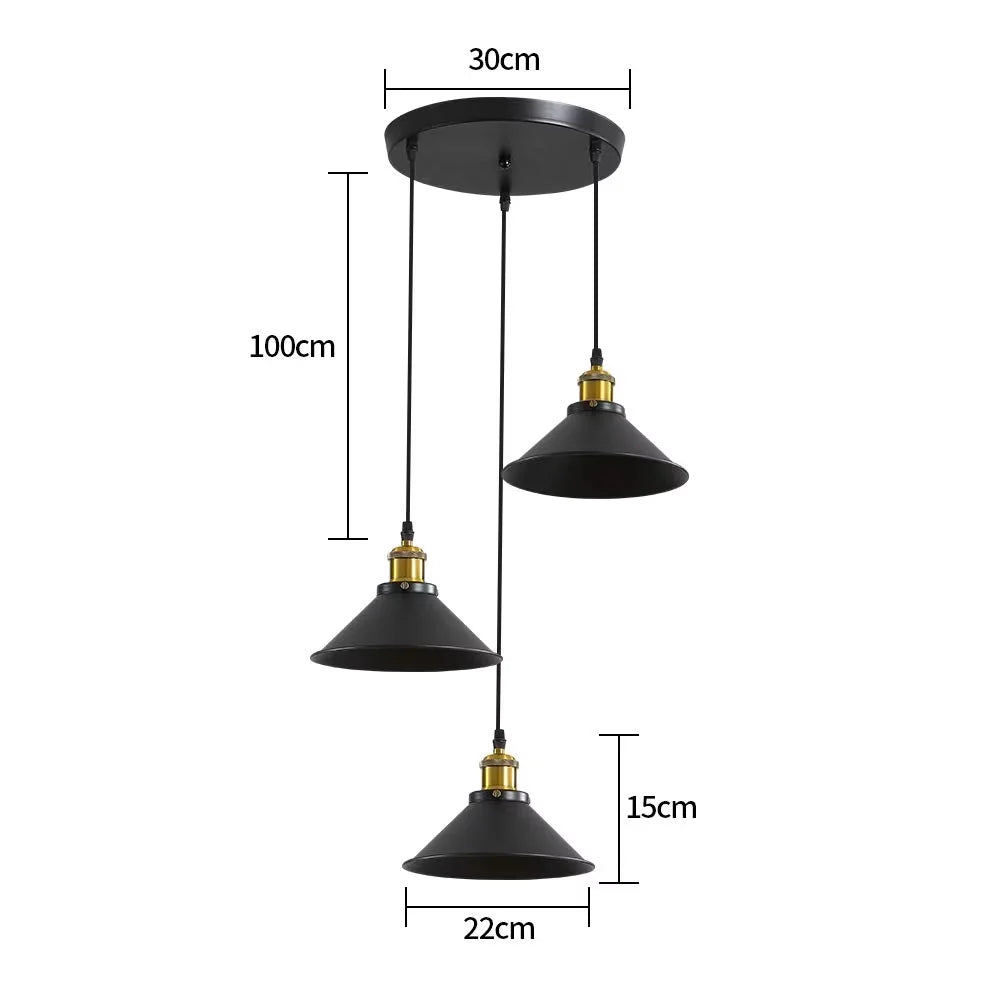 Radientia Vintage Industrial 3-Light Pendant Chandelier – Edison Style
