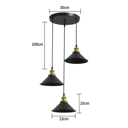 Radientia Vintage Industrial 3-Light Pendant Chandelier – Edison Style