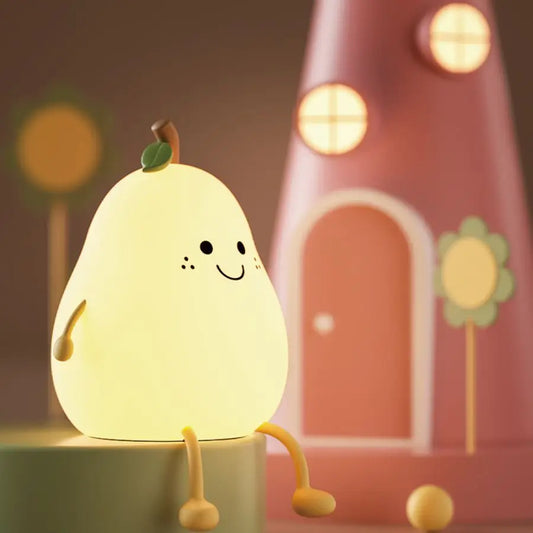 Radientia USB Rechargeable Pear Silicone Night Light – Touch Sensor & Remote