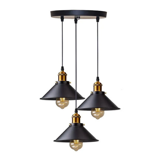 Radientia Vintage Industrial 3-Light Pendant Chandelier – Edison Style