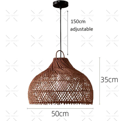 Radientia Vintage Rattan Pendant Light – Hand-Woven Bamboo Design