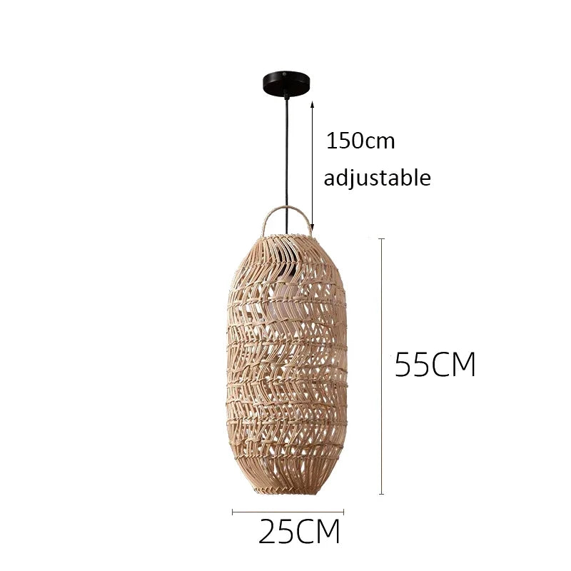 Radientia Vintage Rattan Pendant Light – Hand-Woven Bamboo Design